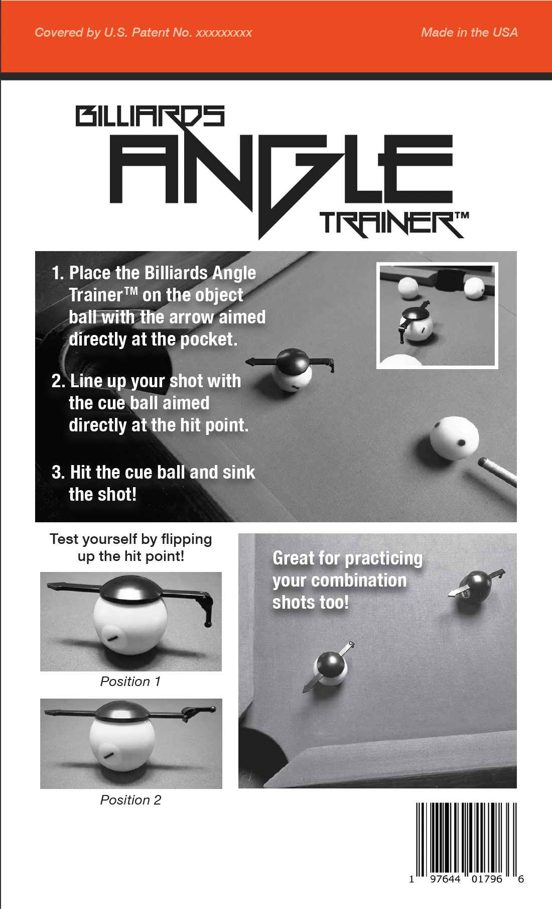 Billiards Angle Trainer - Precision Pool Shot Aiming Aid | Improve Your Pool Skills | Perfect for Beginners & Intermediate Players | USA Made, Veteran-Owned